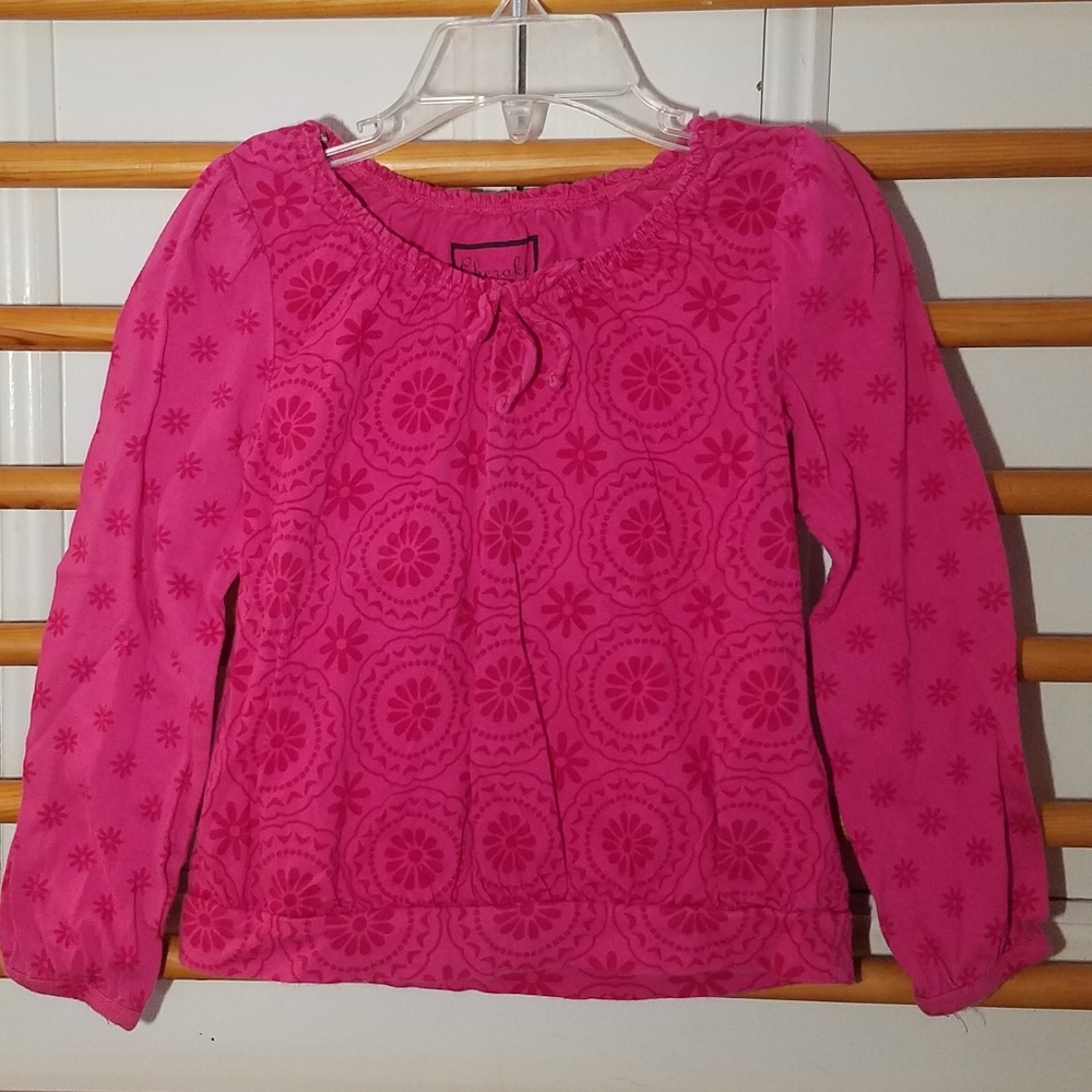 Boho cotton peasant top 4t raspberry multi-pattern
